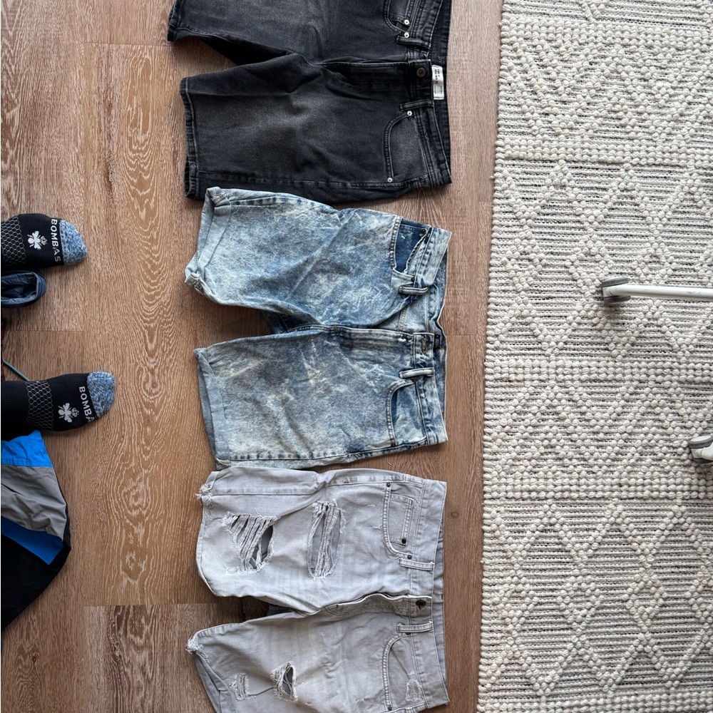 Zara Denim Shorts Set - Black, Blue, Gray